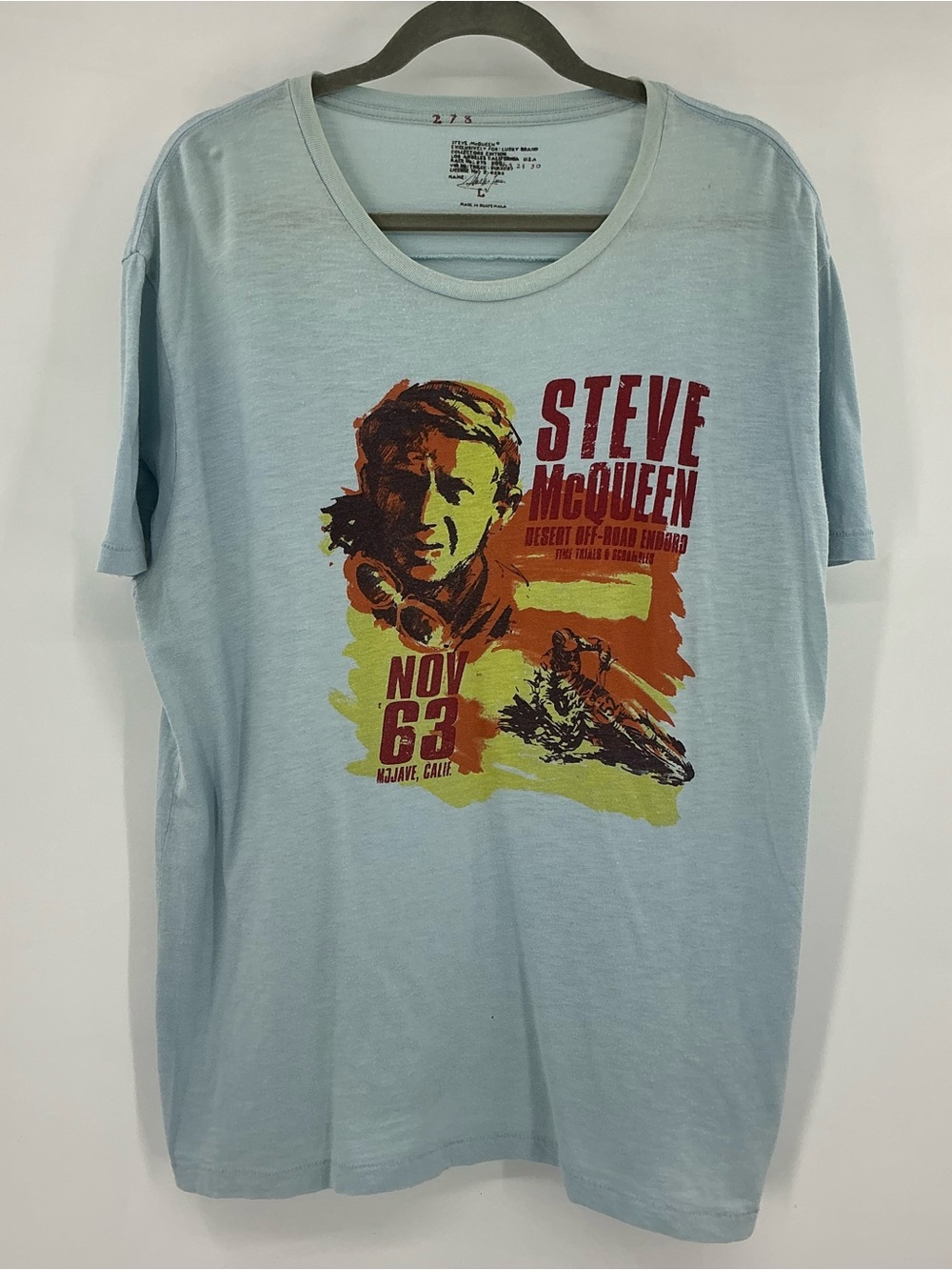 Lucky Brand X Steve McQueeen Light Blue Graphic Tee